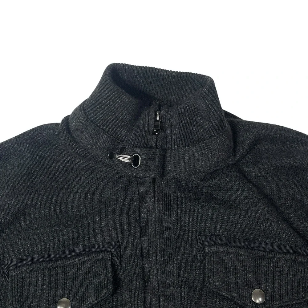 Banana Republic Men's Large Cotton Sweater Jacket Charcoal Gray Military